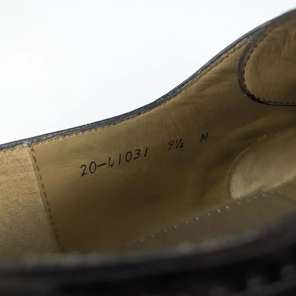 Johnston & Murphy Black Leather Wingtip Brogue Oxford Size 9.5
